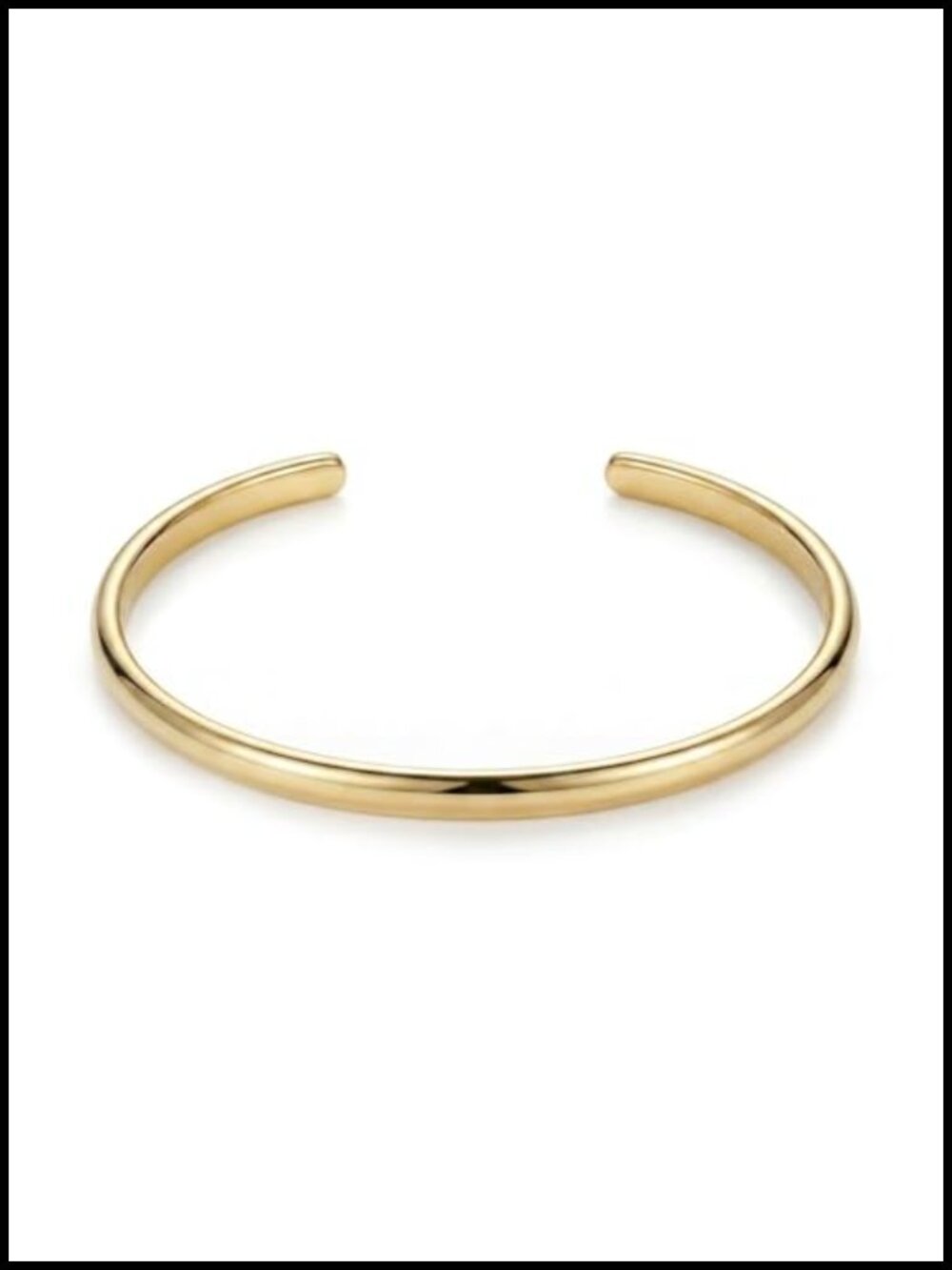 14K Gold Plated Cuff Bangle Bracelet Women Adjustable 4mm Stacking Jewelry Gift